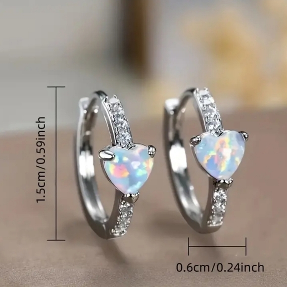 Beautiful Opal Mini Hoop Earrings - Picture 4 of 5